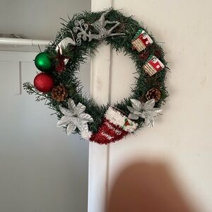 Festive Holiday Wreath with Silver Accents